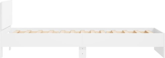 Pat Single Din Lemn Alb Cu Plăci Pentru Saltea 100x200cm