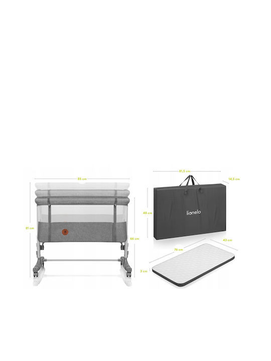Lionelo Cradle Aurora with Mattress, Side Opening, and Wheels Beige Sand