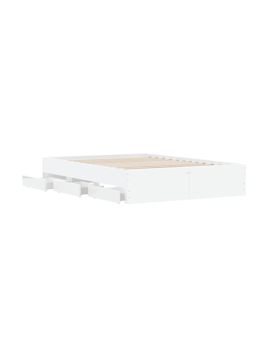 Halbgrößeres Bett Unterlage Holz Weiß mit Lattenrost für Matratze 120x200cm