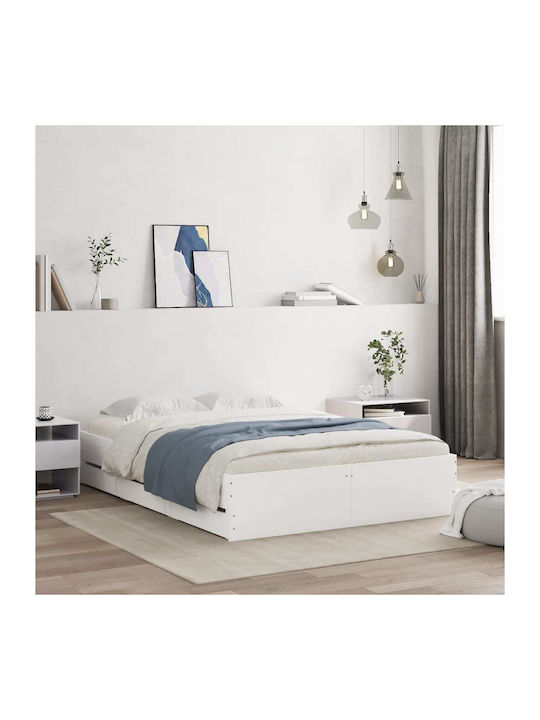 Halbgrößeres Bett Unterlage Holz Weiß mit Lattenrost für Matratze 120x200cm