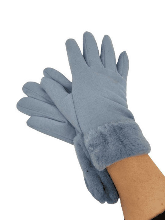 Romvous Women's Gloves with Fur Light Blue