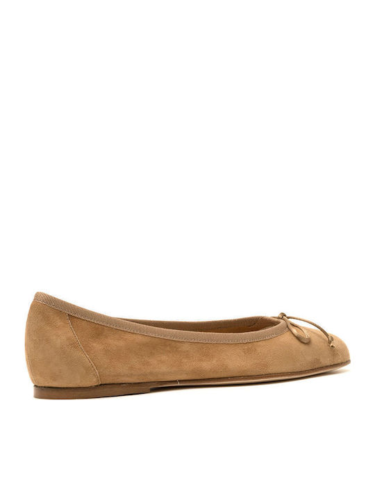 Suede Γυναικείες Μπαλαρίνες σε Ταμπά Χρώμα