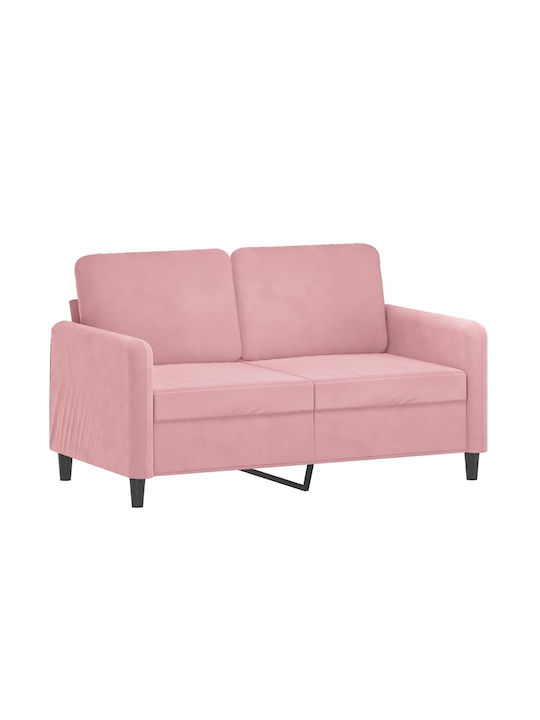 Canapea Cu Două Locuri Catifea Roz Cu Perne Decorative 138x77x80cm