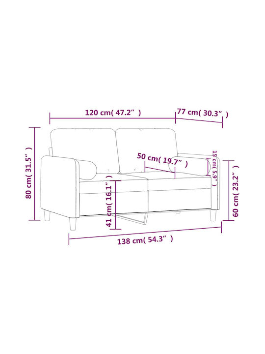 Canapea Cu Două Locuri Catifea Roz Cu Perne Decorative 138x77x80cm