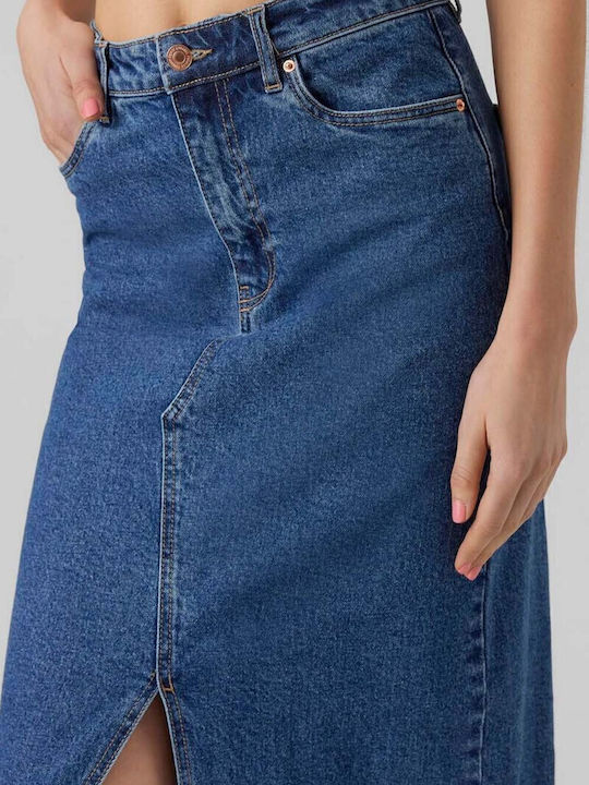 Veri Τζιν Ψηλόμεση Midi Φούστα Medium Aged Denim