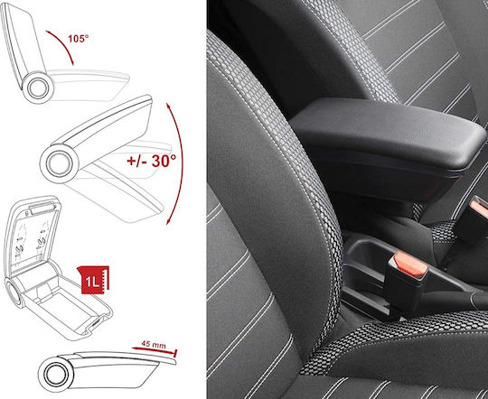 Rati Armster Car Leather Armrest for Renault Express Black