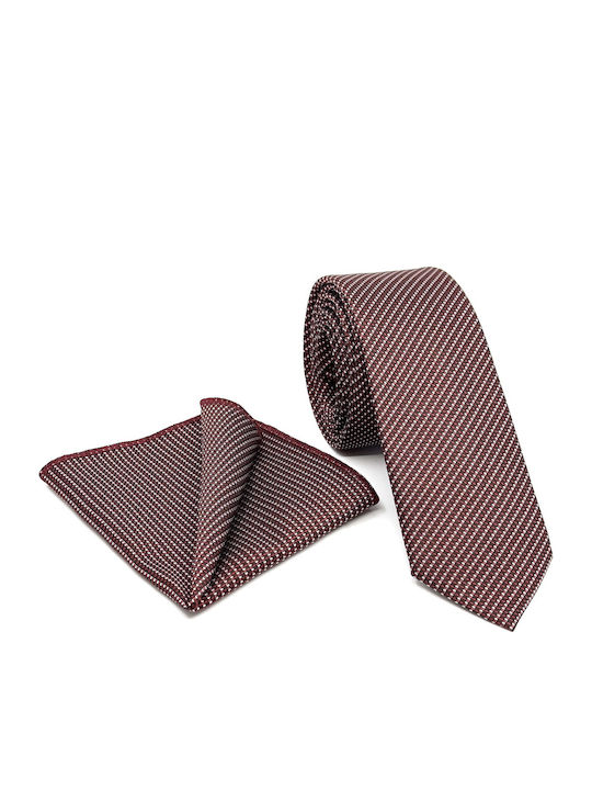Legend Accessories Сет Мъжки Крават Отпечатани в Бордо Цвят