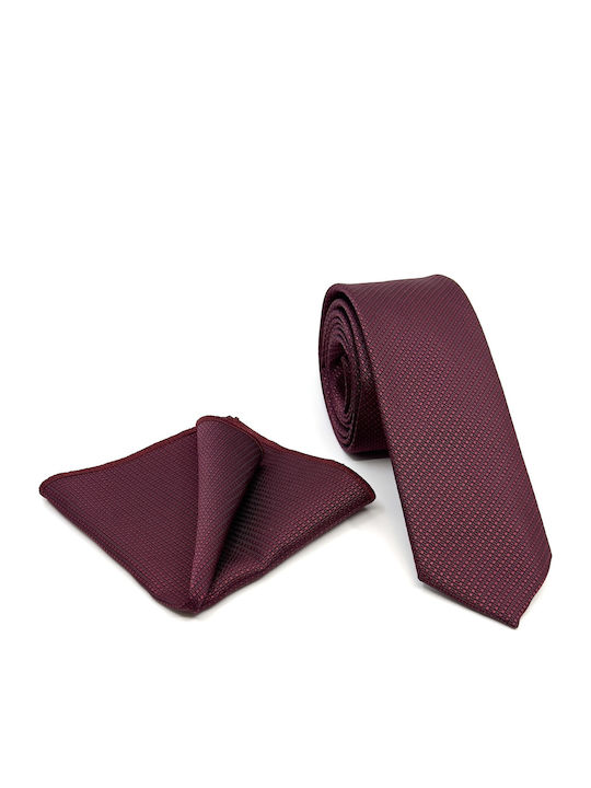 Legend Accessories Сет Мъжки Крават Отпечатани в Бордо Цвят