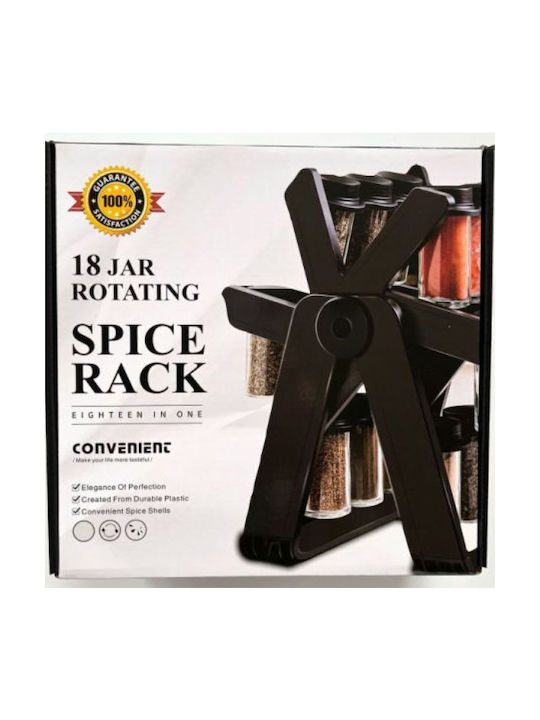 Glass Tabletop Rotating Spice Rack Black