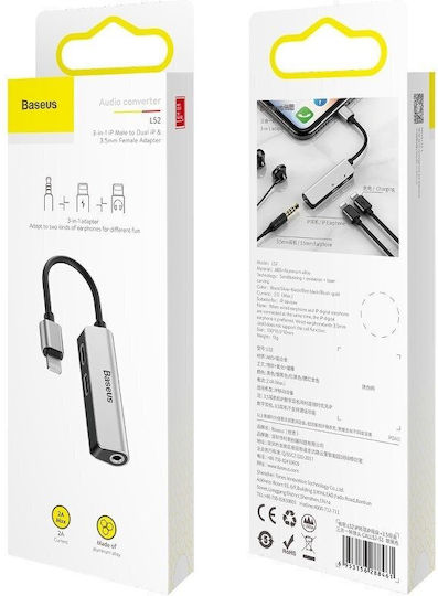 Baseus L52 Μετατροπέας 3.5mm / Lightning male σε 3.5mm / Lightning male Γκρι 1τμχ