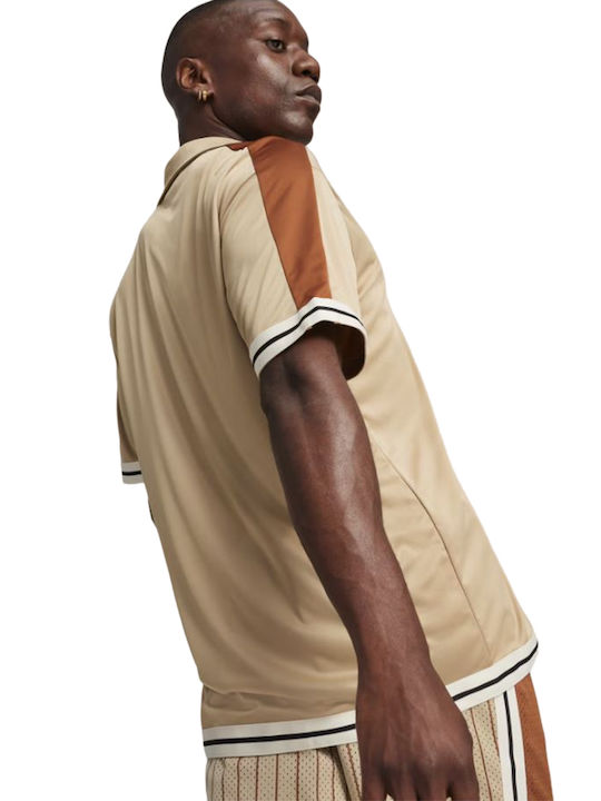 Puma Men's Shirt Short Sleeve Polka Dot Prairie Tan