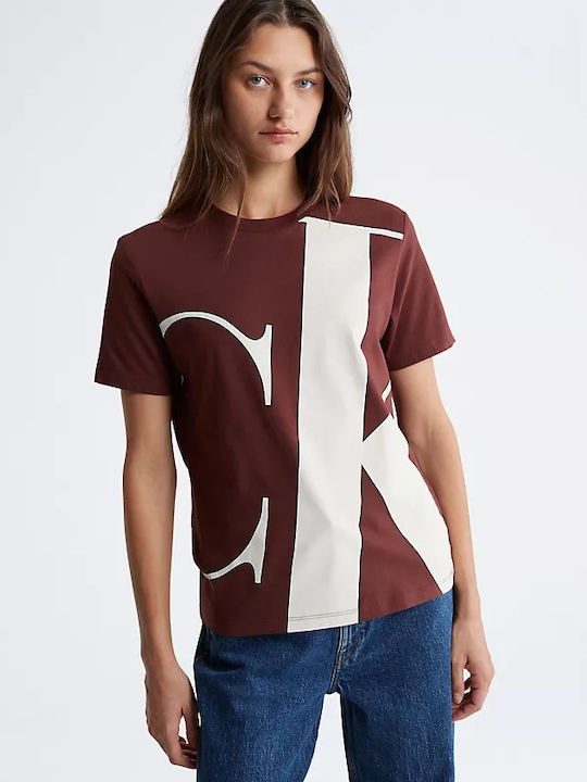 Calvin Klein Women's T-shirt Burgundy