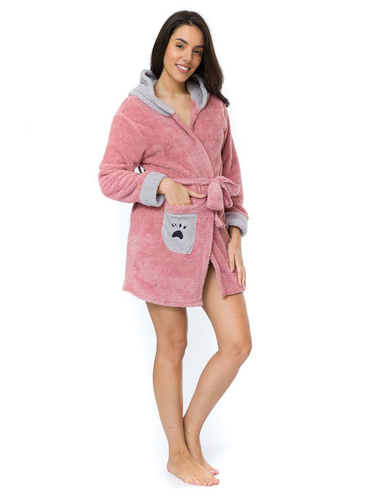 Fawn Winter Women's Fleece Robe Pink