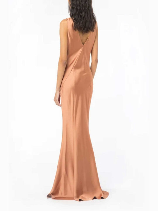 Pinko Maxi Dress for Wedding / Baptism Draped Light Brown