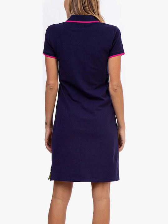 Summer Mini Athletic Dress Short Sleeve Blue
