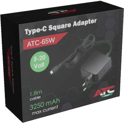 ATC Universal Laptop Charger 65W 1.8A with Detachable Power Cable