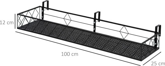 Outsunny Hanging Pot Stand Metal Black 100cmx31cmx12cmcm.