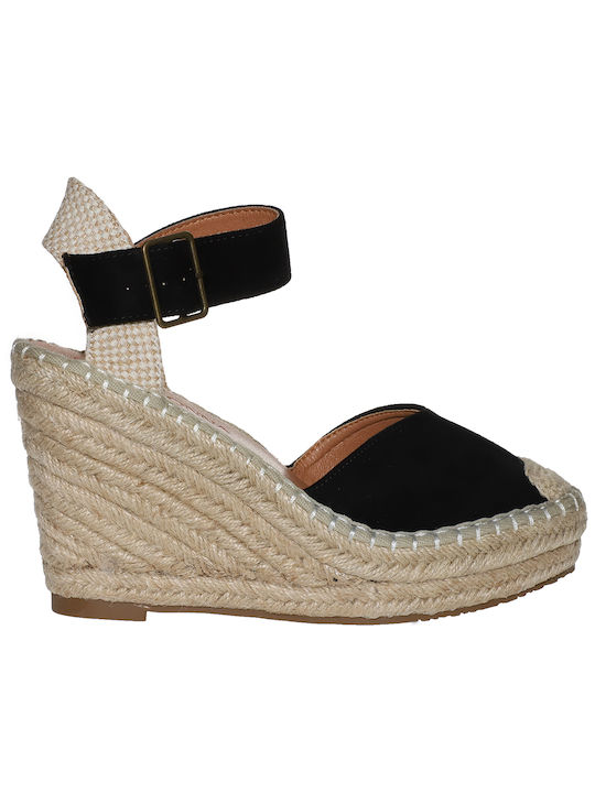 Primadonna Women's Suede Platform Espadrilles Black