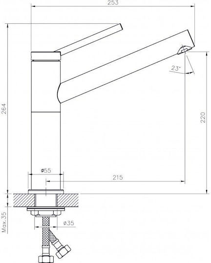 Inter Ceramic Ένθετος Νεροχύτης Δεξιός Inox Μ75xΠ40cm Ασημί
