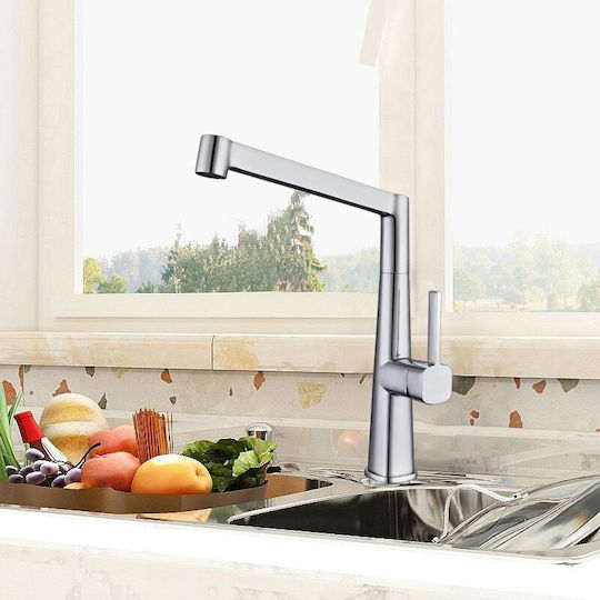 Inter Ceramic Alpaca Drop-In Кухненски Мивка Inox със Смесител Дължина 100xШирина 60см Сребрист