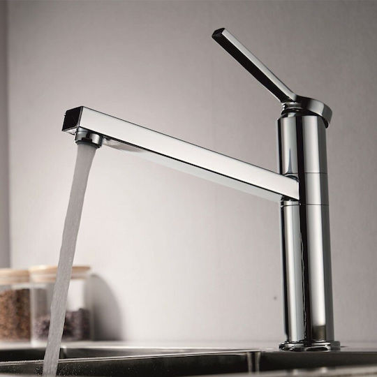 Inter Ceramic Icf Вграден Кухненски Мивка Вдясно Inox със Смесител М78xШ43.5см Сребрист