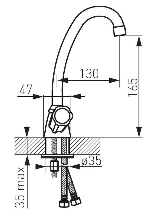 Ferro Standard Mixing Sink Faucet Silver