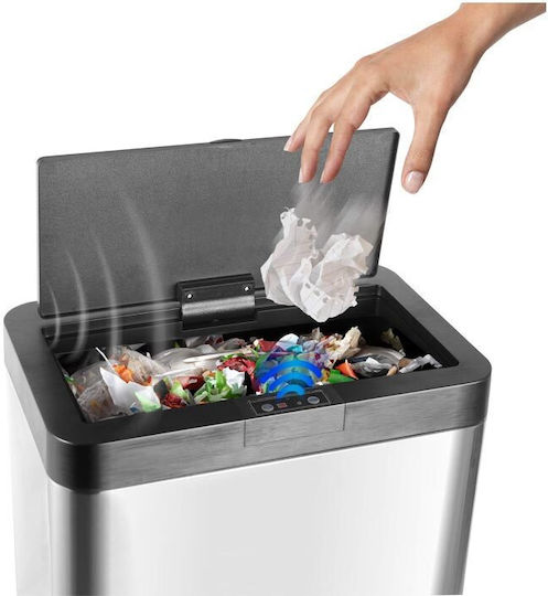 Turbotronic Waste Bin from Inox Steel with Sensor Black / Silver 60lt