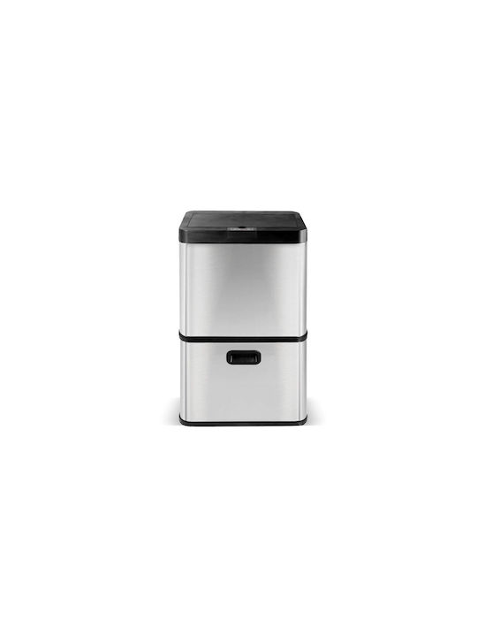 Turbotronic Waste Bin from Inox Steel with Sensor Black / Silver 60lt