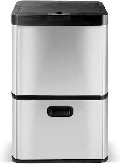 Turbotronic Waste Bin from Inox Steel with Sensor Black / Silver 60lt