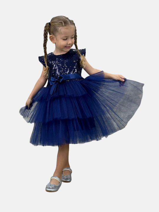 Kids Dress with Sequins Blue