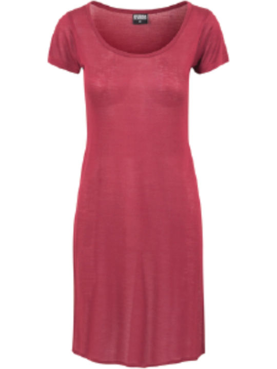 Women's Tunic Dress Short Sleeve Burgundy