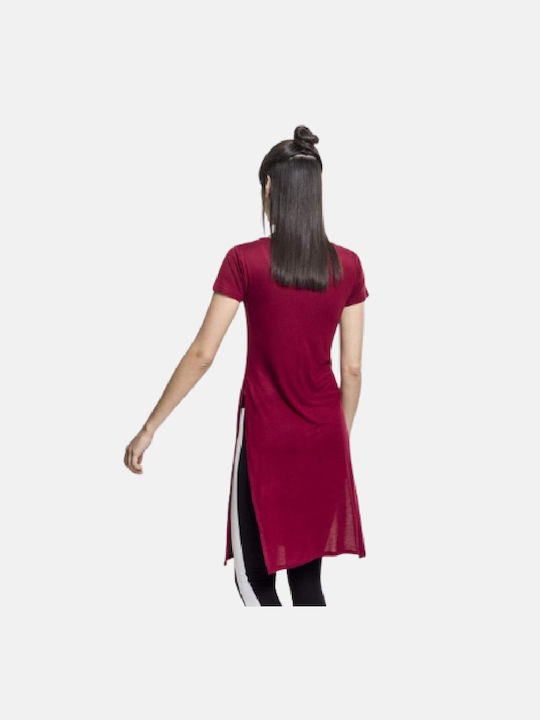 Urban Classics Femeie Bluză-rochie Mânecă scurtă Burgundy