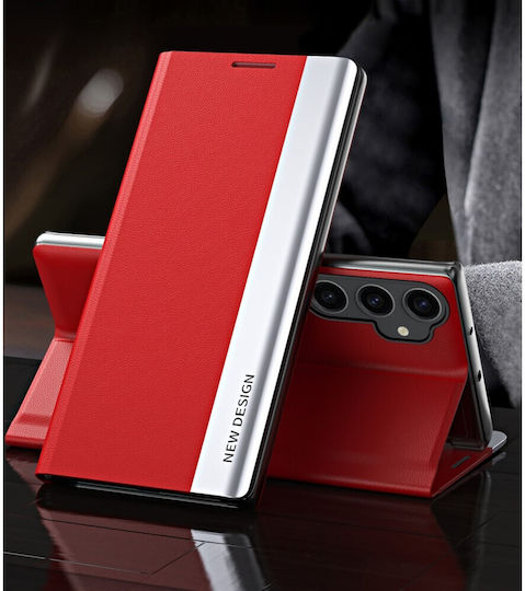 New Design Umschlag Rückseite Leder / Synthetisches Leder / Kunststoff Rot (Galaxy S23 FE)
