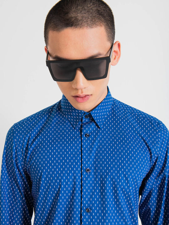 Long-sleeved Cotton Shirt Blue