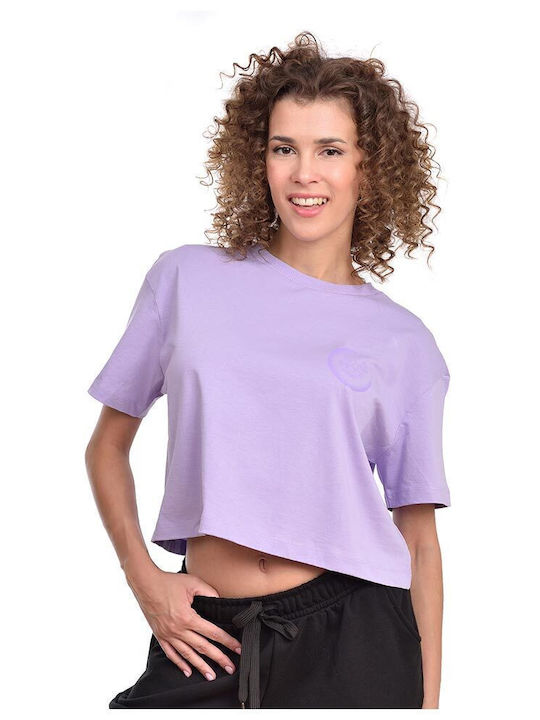 Women's Athletic Crop Top Short Sleeve Purple