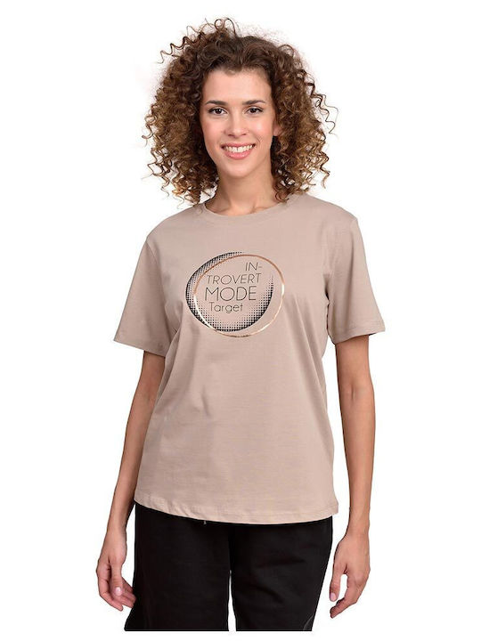 Damen Sportlich T-Shirt Braun