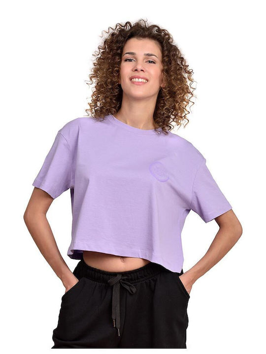Women's Athletic Crop Top Short Sleeve Purple