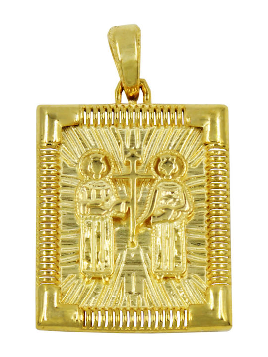 Roloi Kaliamanis Anhänger Kinder Amulett Beidseitig Konstantinato aus Gold 14K PM1254