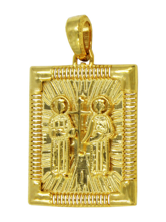 Roloi Kaliamanis Anhänger Kinder Amulett Beidseitig Konstantinato aus Gold 14K PM1254