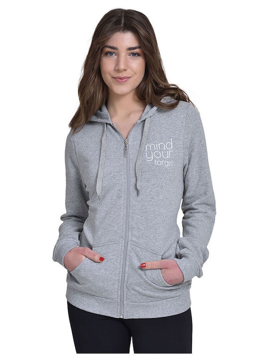 Women's Sweatshirt Jacket Hooded Gray