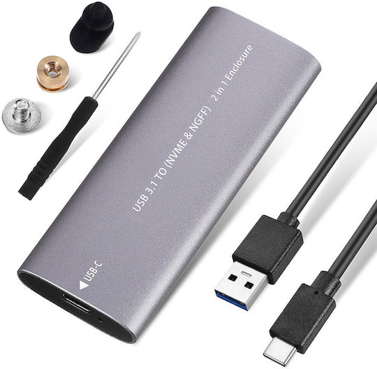 Case for Hard Drive M.2 SATA III with Connection USB 3.1 / SATA Gray