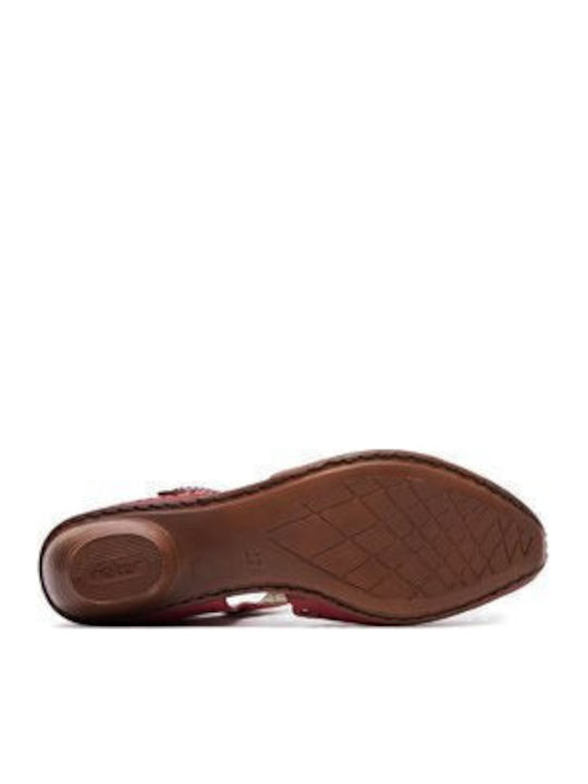 Leder Pumps mit Mittelhohem Absatz Rot