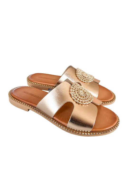 Sandale Casual Damă Din Piele Roz Auriu