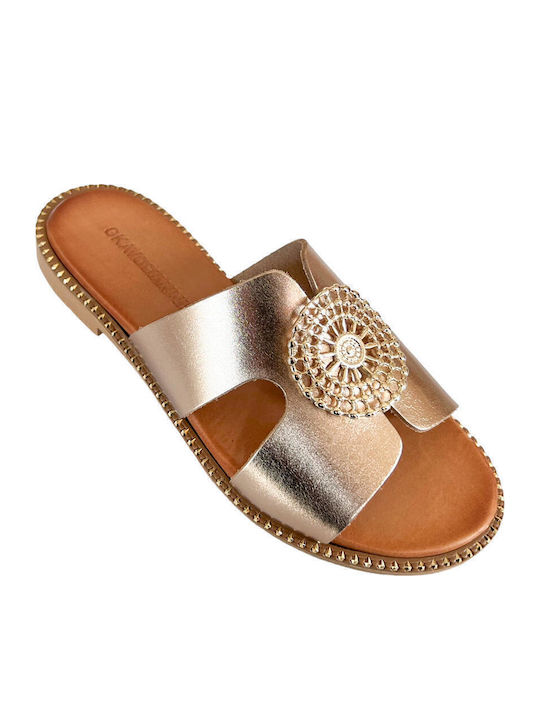 Sandale Casual Damă Din Piele Roz Auriu
