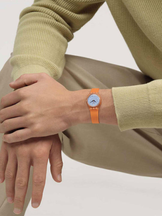 Swatch Swatch Γυναικείο Ρολόι Μπαταρίας με Πορτοκαλί Καουτσούκ Λουράκι