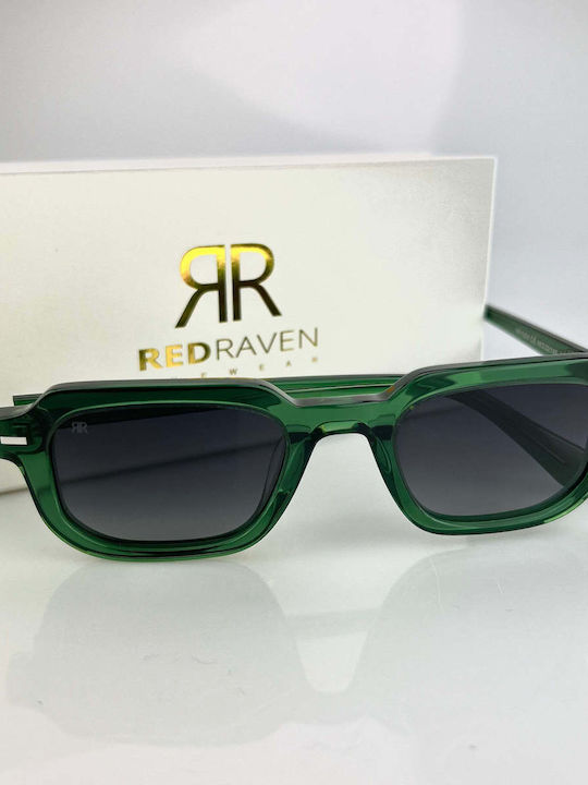 Red Raven O.g. Sunglasses with Green Plastic Frame and Gray Gradient Lens