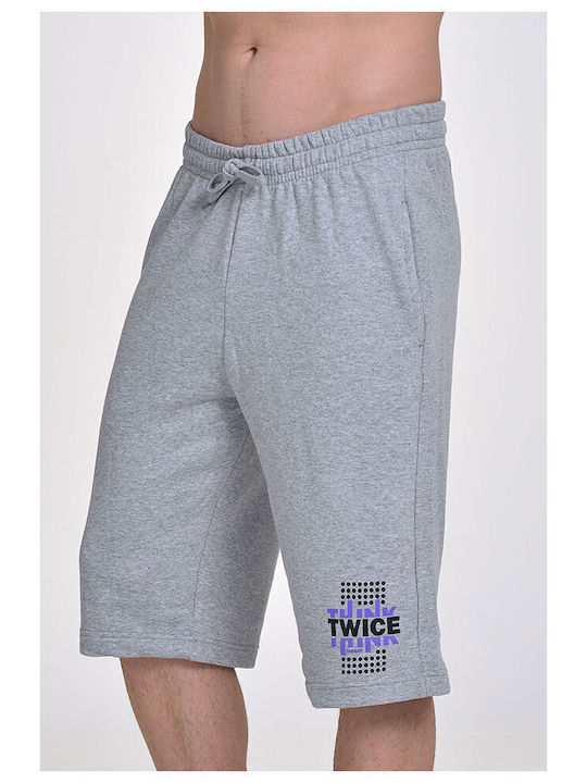 French Terry Twice Ανδρική Βερμούδα Regular Fit Γκρι