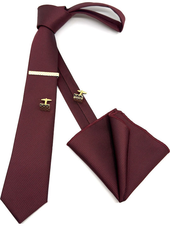 Legend Accessories Men's Tie Set Printed in Burgundy Color