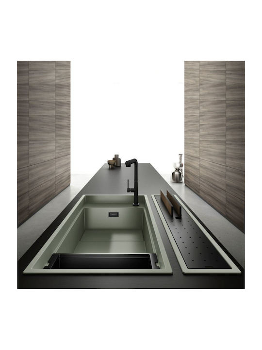 Elleci Dialogo C86 LKDC8682BKM Drop-In Chiuvetă din Granit Sintetic L86xW18cm Sage Green