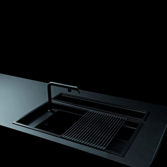 Elleci Dialogo 360 Workstation Ένθετος Νεροχύτης από Συνθετικό Γρανίτη Μ86xΠ46cm Μαύρος